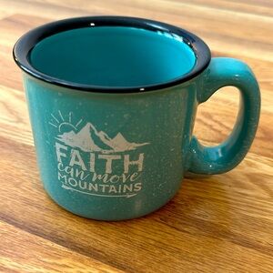 💚10 "FAITH CAN MOVE MOUNTAINS" CAMP STYLE CUP THICK WALLED Ceramic Coffee Mug